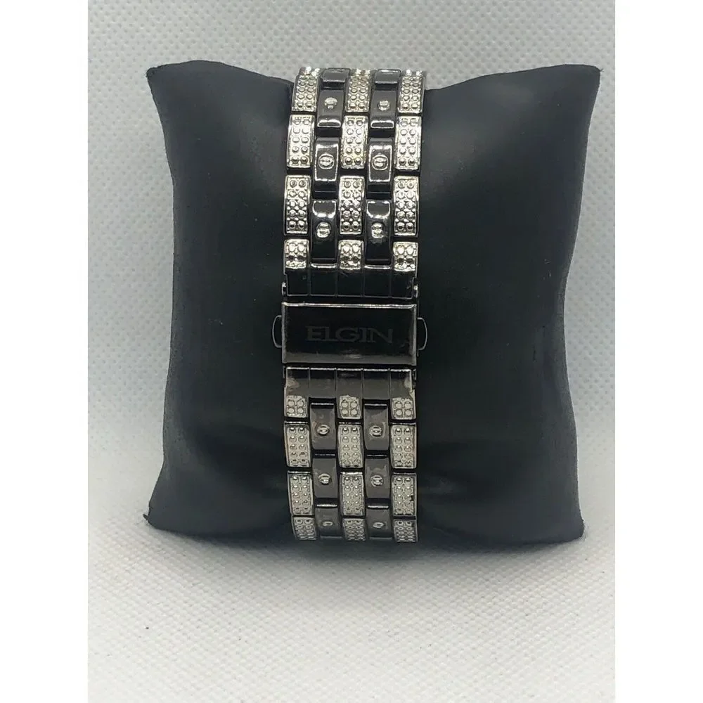 Elgin FG9752 Men's Silver Stainless Steel Analog Black Dial Quartz Watch KS126
